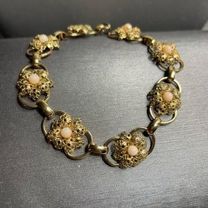 Vintage Gold Filled Panel Link Flower Bracelet Size 7 Needs Clasp See All Images